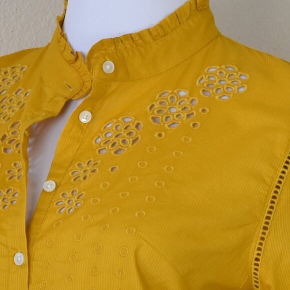 J. Crew Ruffle Sleeve Top with Embroidered Eyelet NEW - S - Picture 2 of 11